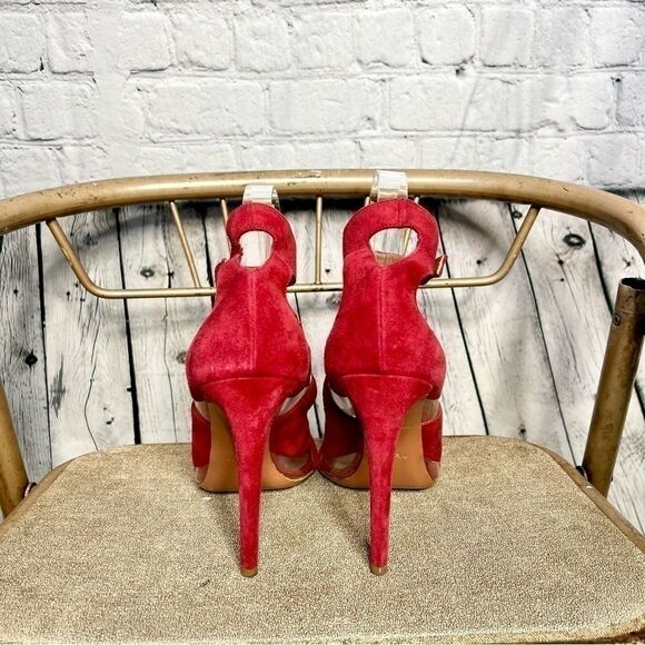 Alaia red suede leather pvc wavy cutout ankle strap stilettos sandal size 40 - Picture 5 of 10